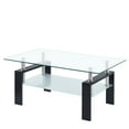 thumbnail image 5 of Hassch Tempered Glass Coffee Table with Metal Legs Modern Rectangle Coffee Tables for Livingroom (Black, 39.37"L x 23.62"W x 17.32"H), 5 of 5