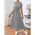 thumbnail image 4 of Women'S Short Sleeve Maxi Dresses Casual Long Dress with Pockets Grey S, 4 of 7