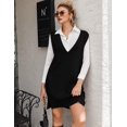 thumbnail image 4 of Zeagoo Women's Sweater Vest Dress Oversized Sleeveless V-Neck Casual Pullover Sweater Fall Winter Knit Slit Short Dress, 4 of 6