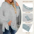 thumbnail image 3 of SWQZVT Womens Fall Tops Long Sleeve Shirts Round Neck Tunic Tops Loose Casual Fashion Color Block Side Split Lightgray Lightweight Pullover Sweatshirts Size XL, 3 of 8