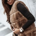 thumbnail image 3 of Teissuly Ladies Fashion Long Color Warm Round Neck Furs Vest Jacket, 3 of 9