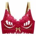 thumbnail image 5 of Bigersell Deep V Bra Ladies Comfortable Breathable No Underwire Lace Push-Up Adjustment Lift Bra Woman Underwear Women Size Sports Bra Tank Tops, Style 6537, Red 38B, 5 of 9