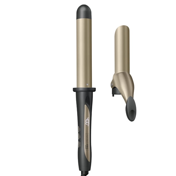 Rizador INFINITIPRO BY CONAIR de 1 1/4 pulgadas, incluye clip desmontable que convierte el rizador en un rizador que produce rizos sueltos, el rizador recto produce ondas impecables - para usar en cab