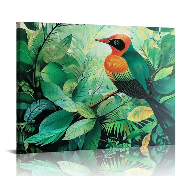 Patifu Tropical Birds Leaves Canvas Art Wall Decor for Home Office 20x16in