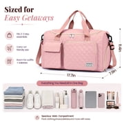DAKIMOE Travel Duffle Bag for Women Men, Weekender Bags Carry on Gym Bag with Wet Pocket/Adjustable Strap/Shoe Compartment, Foldable Waterproof Overnight Tote Bag for Plane Sports Dance, Pink