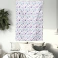 thumbnail image 3 of Spring Tapestry, Romantic Spring Flora with Curly Tender Leaves and Butterflies, Wall Hanging for Bedroom Living Room Dorm Decor, 60W X 80L Inches, Pink Dark Turquoise Dark Blue, by Ambesonne, 3 of 5