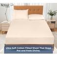 thumbnail image 5 of Royale Linens 100% Organic Cotton Fitted Sheet - Percale Weave - Super Soft Deep Pocket Bottom Sheets - Cream Elastic Sheet Twin XL Size - Twin XL Fitted Sheets Only - (39"x80"+15", Cream), 5 of 9