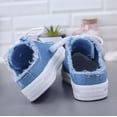 thumbnail image 5 of EliteGoogv Womens Mule Sneakers Canvas On Shoes Low Top Flat Walking Shoes For Women Distressed Frayed Edge Lace Up Loafers Casual Footwear US: 9 Blue, 5 of 9