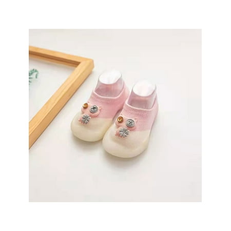 

Woobling Infant Sock Slipper Slip On Floor Slippers Rubber Soft Sole Crib Shoe Toddler Walking Shoes Comfort First Walker Patchwork Pink Cat 8C-9C