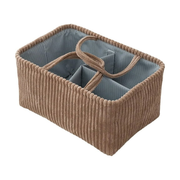 Fabric Woven Storage Basket with Divided Compartments Fabric Large Capacity Organizer Bag for Home Closet,Washable Household Organization and Tidying,Laundry Basket with Handle,1PC,10.24"x14.96"x7.1"