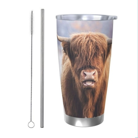

Uemuo Cow Print Travel Coffee Mug 20oz Double-walled Car Cup Stainless Steel Insulated Tumbler Leak-proof Travel Cup Reusable Straw Car Cup-Straw Two-piece Set