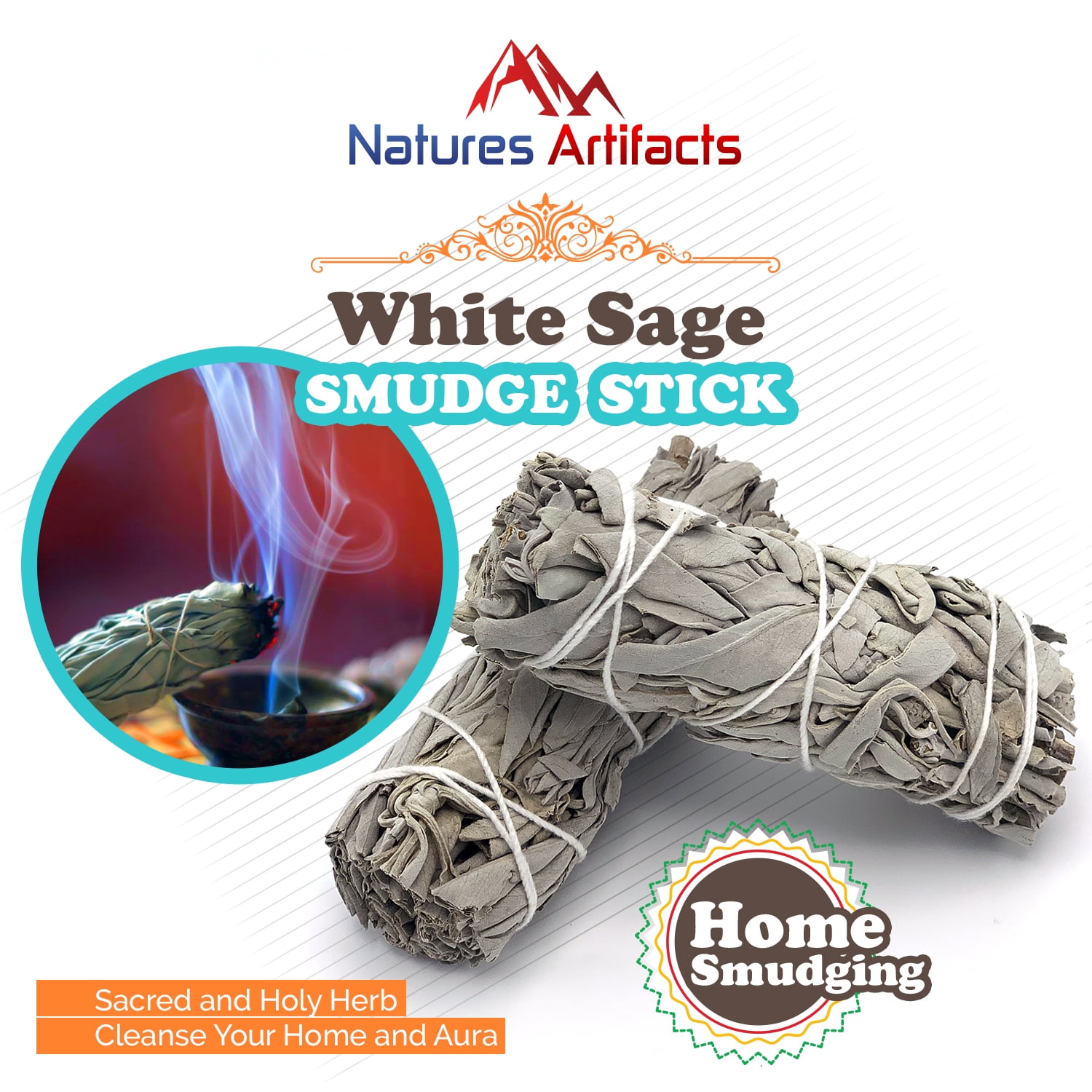 Sage Smudge Sticks, 2 Pack California White Sage Sticks, 45 Inches