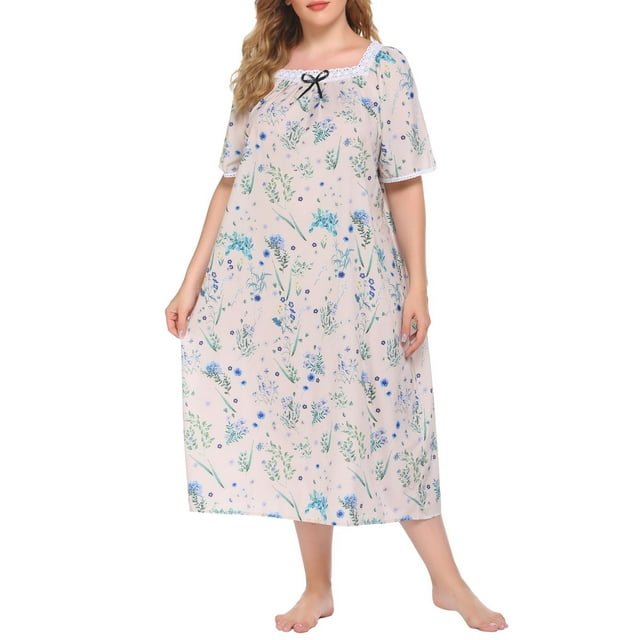 Vestido, Vestido de tumbona para mujer, camisones sueltos de talla grande Vintage, pijamas para desc Abanopi Beige/Extragrande