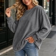 thumbnail image 4 of Lmnyox Ribbed Sweatshirts for Women Loose Crew Neck Oversized Pullover Fashion Casual Sweatshirts, 4 of 7