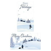 Blue Snow Themed Christmas Wrapping Paper Stickers - 75 Peel and Stick Labels - Distinctivs