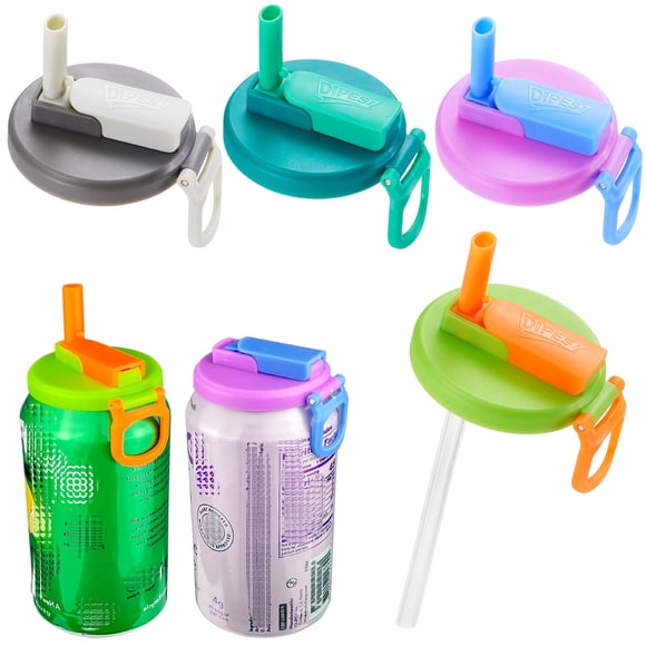 Tapas para latas de refresco DIPESI, paquete de 4 con pajita, sin BPA, reutilizables