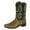 Khaki, variant on Stylish Women's Mid-Calf Boots - Leather -On Round Toe Low-Heeled Western Cowboy Shoes for Fashionable Comfort
