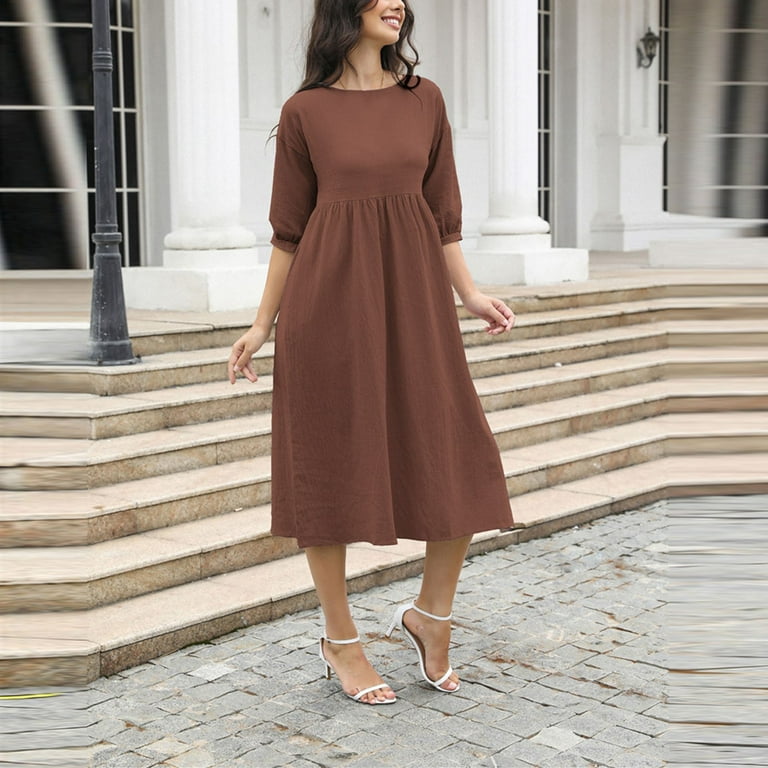 chinese dress ladies Canyon Linen Midi Dress Black / L