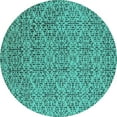thumbnail image 1 of Ahgly Company Machine Washable Indoor Round Oriental Turquoise Blue Industrial Area Rugs, 3' Round, 1 of 4