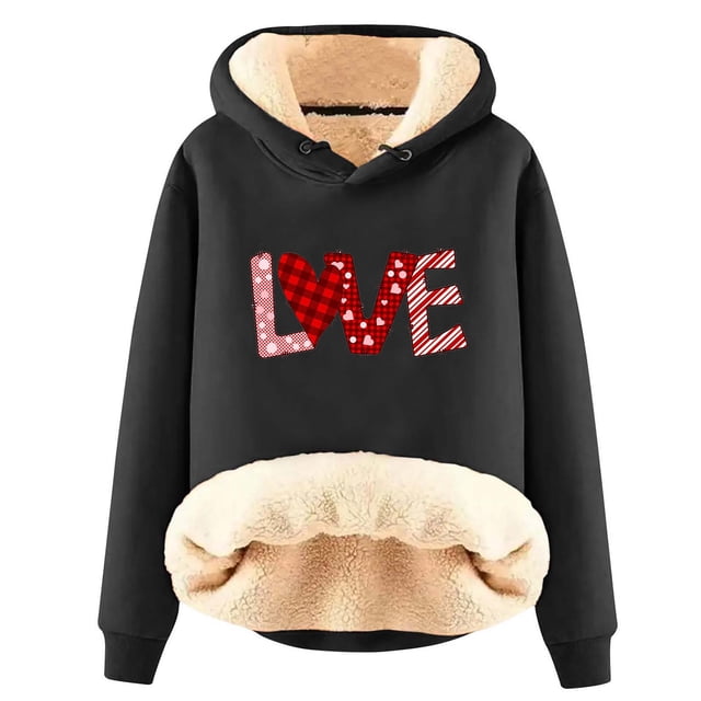 Aqestyerly Femmes Col Rond Valentine'S Day Funy Imprimé en Vrac à Manches Tops Mode Sweat à Capuche