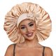 thumbnail image 3 of Capó de satén de seda para el pelo, tamaño gigante para dormir, capó de satén elástico para mujer, pelo largo y rizado trenzado (caqui), 3 of 3