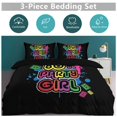 thumbnail image 5 of 3 Pcs Soft Bedding Set, Includes 1 Duvet Cover with Zipper And 2 Pillow Shams,80s Party Girl Vintage Retro Eighties Costume Twin(86"x70"), 5 of 8