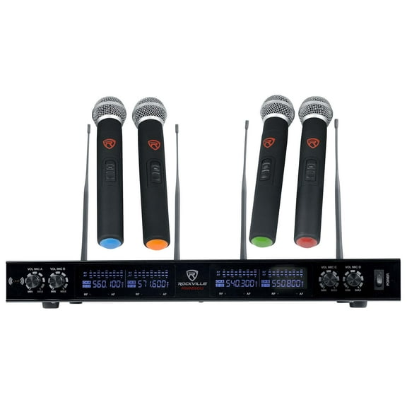 Rockville RWM90U UHF (4) Wireless HandHeld Microphones 4 Church Sound Systems