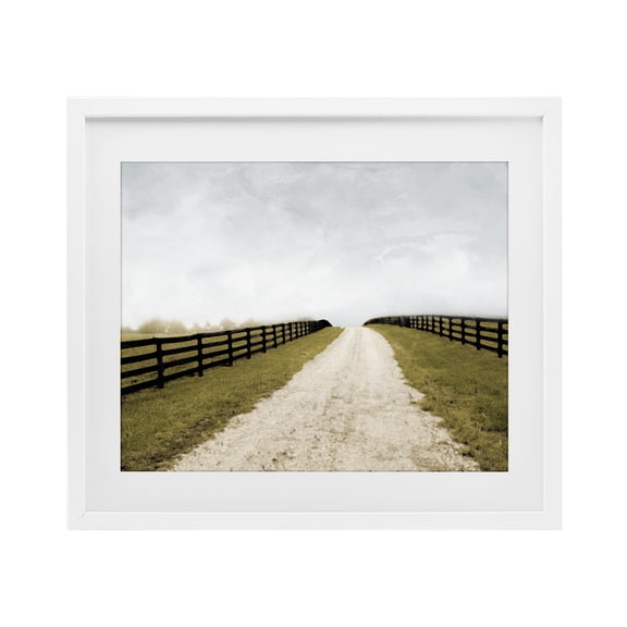Stupell Industries Fenced Countryside Lane White Framed Print Under Glass, design by Ynon Mabat