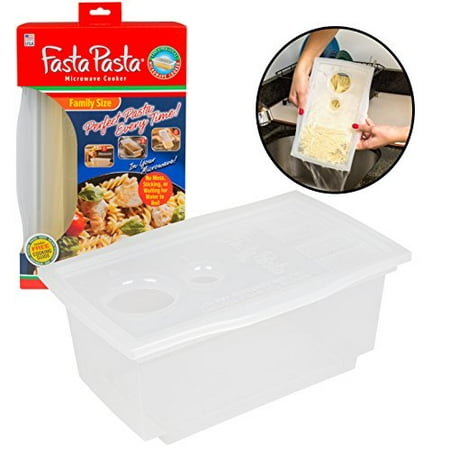 Microwave Pasta Cooker- The Original Fasta Pasta Family Size- Cooks up to 8 Servings of Pasta- No Mess, Sticking, or Waiting for Water to