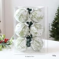 thumbnail image 3 of 2026 Christmas Home Party Decor 8CM Toile Print Fabric Wrapped Christmas Ornaments Balls 6PCS Vintage Chinoiserie Xmas Tree Hanging Decorations With Velvet Ribbon Celebration Party Supplies, 3 of 7