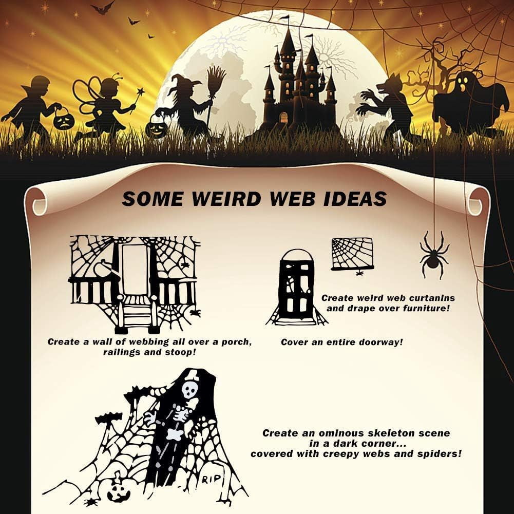 300g Halloween Super Stretch Spider Web with 30 Fake Spiders for Party Decor