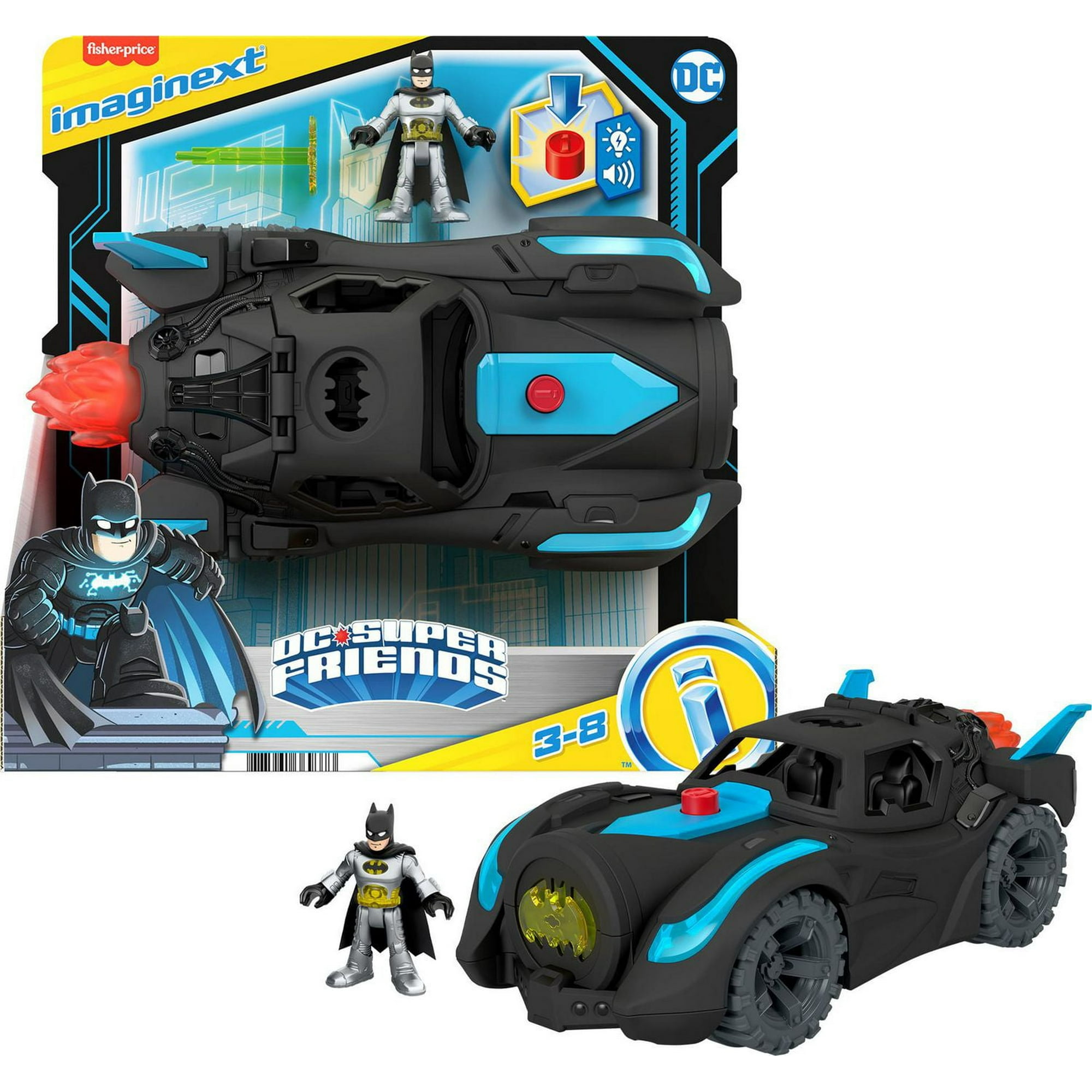 Imaginext DC Super Friends Lights & Sounds Batmobile, Batman