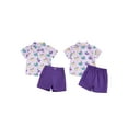 thumbnail image 3 of BemeyourBBs Toddler Baby Boys Mardi Gras Outfits Spring Summer Carnival Clothes Short Sleeve Button Down Collar Printed Shirt Shorts Set, 3 of 9