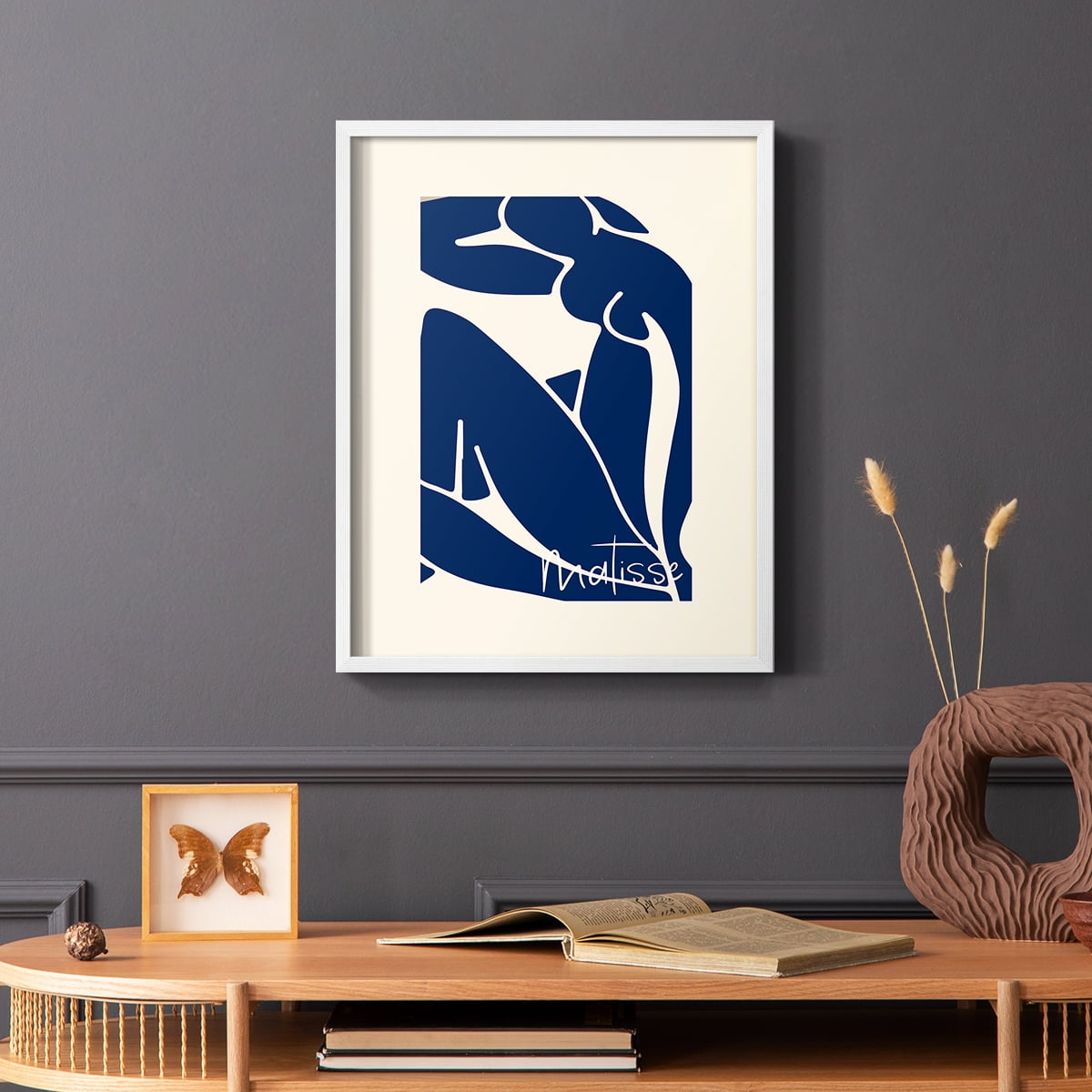 Matisse CCCIV - White Framed Wall Art Print, Solid Wood Frame, 22 x 28 Framed Print, Ready to Hang