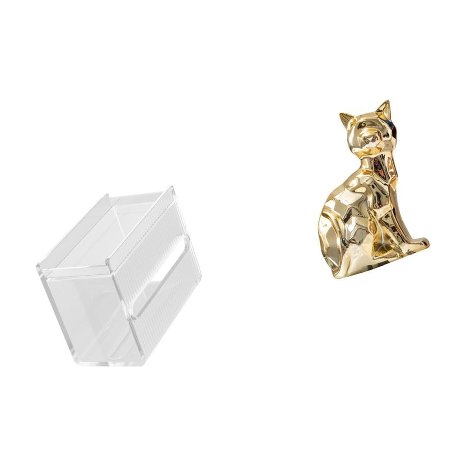 Fiocias Acrylic Cat Toilet Paper Storage Box Modern Animal Sculpture Paper Towel Dispenser Wall Mounted Tissue Holder Decorative Figurine Ornament for Firepla