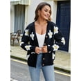 thumbnail image 2 of Women'S Floral Print Cardigan Long Sleeve Open Front Button Down V Neck Knitted Sweaters, 2 of 8