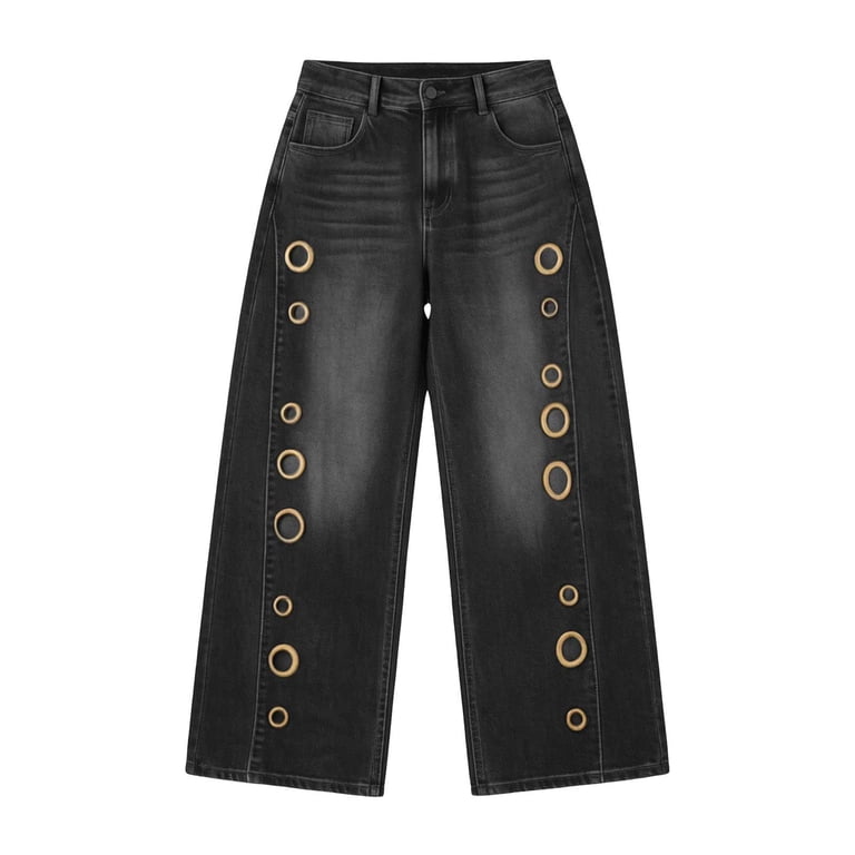 WAGUTH Women's Denim Pants High Waist Wide Leg Casual Loose Jeans