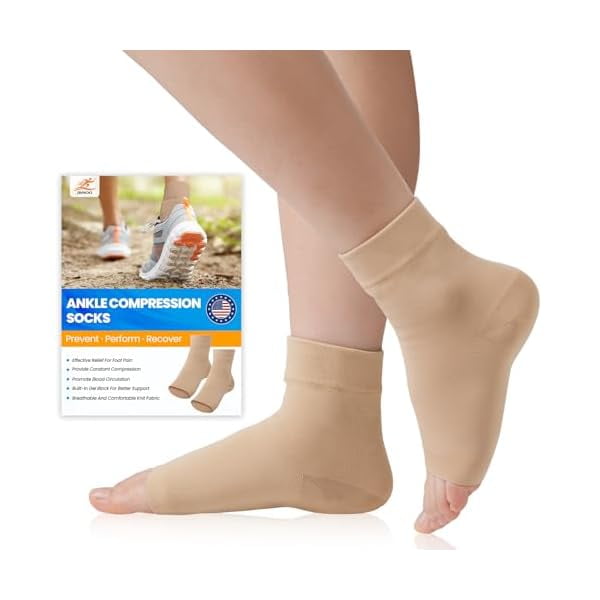 wonima44 Ankle Brace Compression Sleeve - (1 Pair) Ankle Brace Compression Sleeves For Women, Ankle Support Compression Socks For Plantar Fasciitis, Joint Pain Relief, Sprained Ankle Support - L