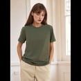 thumbnail image 4 of Camisetas de Corta Extragrandes para Mujer, Cuello Redondo, Holgadas, para Hacer Ejercicio, Informales, de Verano, de Algodón, Verde, XXL, 4 of 9
