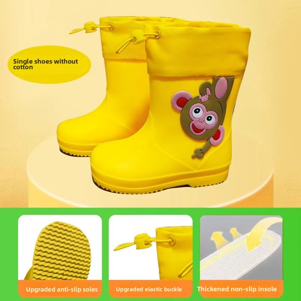 Botas de lluvia para niños con bonitos dibujos, impermeables, antideslizantes, cubrezapatos para guardería, botas de goma grandes para niños