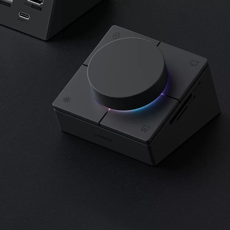Hagibis Docking Station with Knob and Shortcut Keys, USB C Hub Multimedia Controller ForMac Thunderbolt