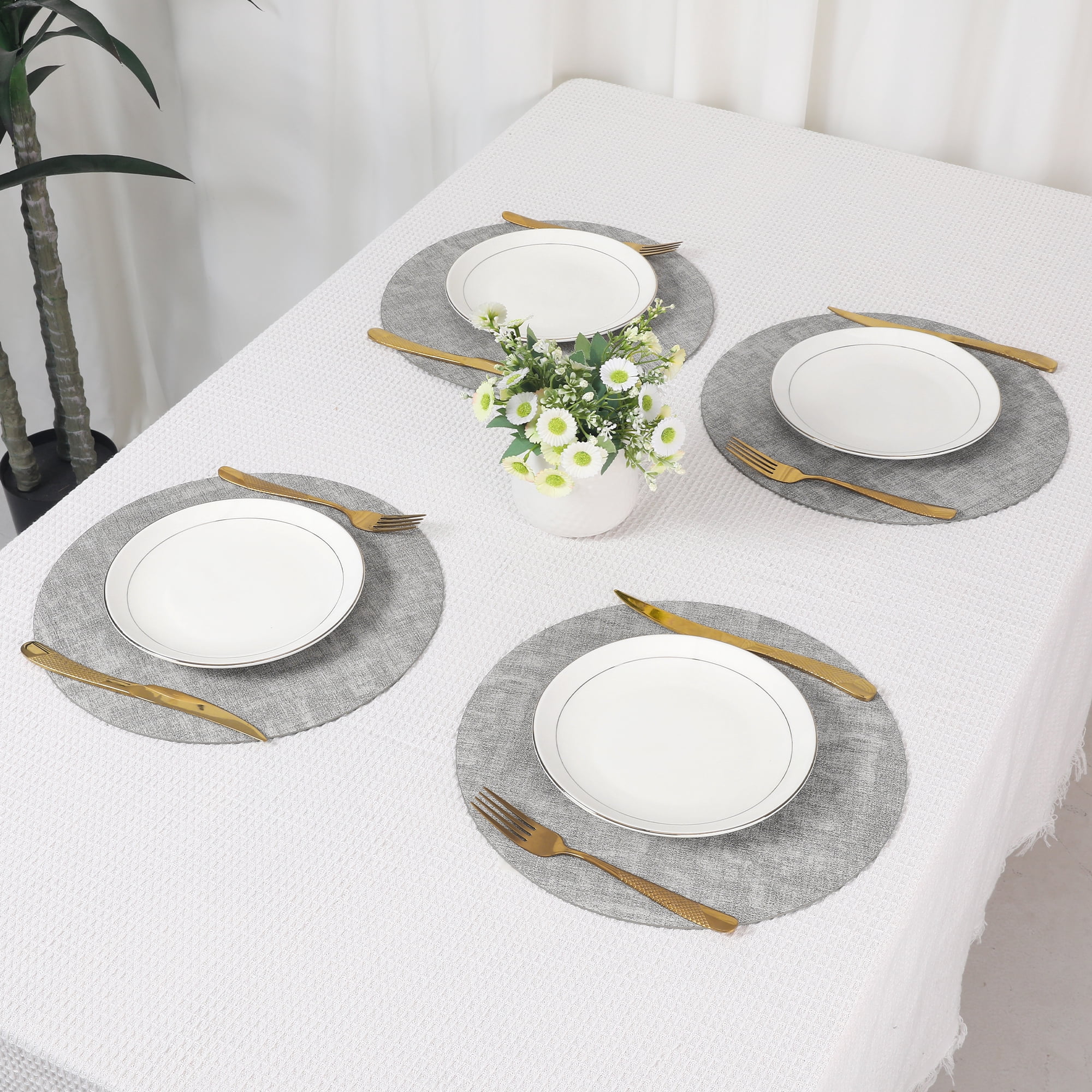 Unique Bargains Kitchen Placemats Washable Table Mat Wipeable Placemats Gray 13x13in