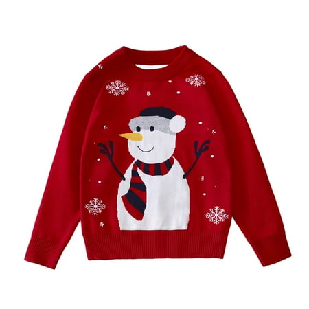 

Toddler Boys Girls Christmas Sweater Kids Knitted Cotton Xmas Reindeer Sweater Tops Warm Sweatshirt