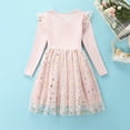 thumbnail image 6 of Odeerbi Kids Girls Cute Sparkly Sequin Tulle Dress Kids Heart Print Long Sleeve Dress Fashion Comfortable Solid Color Mesh Dress Kids Girls Clothes, 6 of 9
