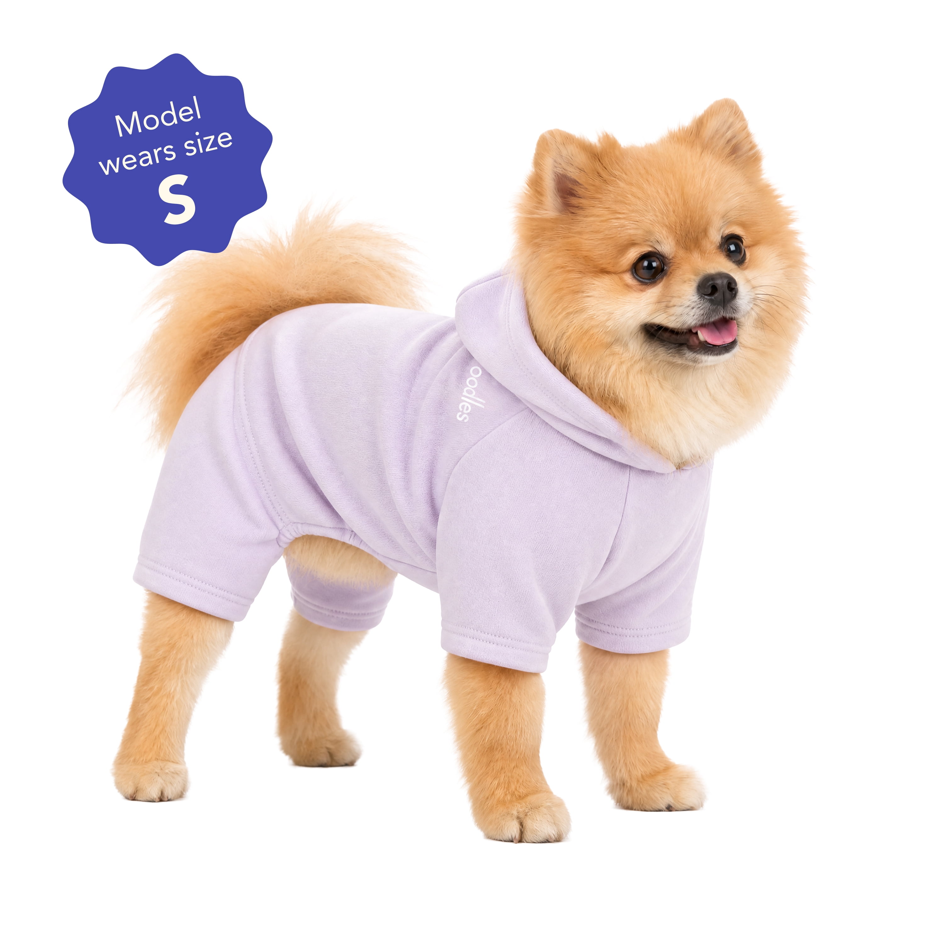 Oodles Hooded Fall One Piece Dog Workout Suit, Purple, Small