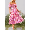 thumbnail image 3 of Vestido PRETTYGARDEN Floral Rosa Rojo con Mangas Abullonadas Talla Pequeña, 3 of 8