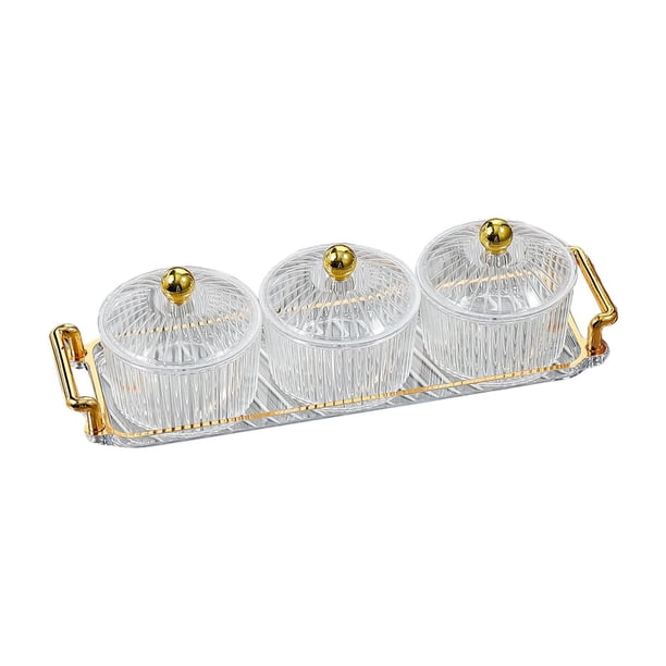 Cateissary Fruit Snacks Serving Platter Serving Bowls Container Storage for Wedding Teteras 3 tazones transparentes