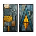 thumbnail image 2 of Designart "Time's Passage Distressed Hues" Modern Geometric Framed Wall Art Set Of 2 - Modern Gold Gallery Wall Frame Set For Home Decor, 2 of 6