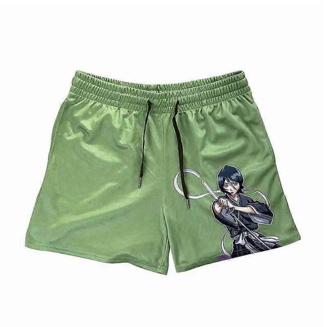 Anime Shorts Men Women BLEACH Rukia 3D Printed Casual Gym Shorts Quick Mesh Dry Short Pants for Fitness Workout Running Unisex