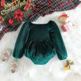 thumbnail image 2 of Baby Boy Baby Girl Clothes Velvet Solid Color Long Sleeve Romper Bodysuit For Christmas Party Wedding Holiday Boy 6 Month Clothes Boys 2t Gender Neutral Bodysuit Button Green 6-9 Months, 2 of 8